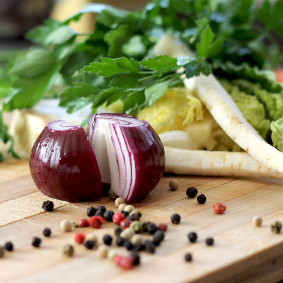 Onion and Pepper on Cutting Board 1